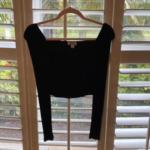 TOPSHOP Black Long Sleeve Crop Top Size 4